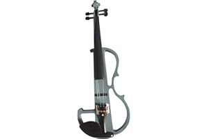 UK MUSIC SUPPLIES Zest Violins Gunmetal Metallic Grey Stylish, Eye-Catching Electric Silent Violin For Beginner & Experienced Players Alike. Ebony Parts, Violin Case, Extra Strings, Finger Chart, Cable, Rosin, Bow