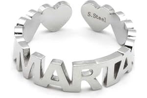 Colours & Beauty Anello Donna Regolabile Personalizzato con Nome In Acciaio | Gioielli con Nome | Anelli Donna Regolabili In Acciaio | Fedine Con Nome