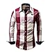 Produktbild Heiß ! ABsoar Herren Shirts,Geschäft Shirt Kurzarm Poloshirt Checkered Hemd Beiläufig Slim Fit Bluse Lange Hülse Hemd Knopf Stehkragen Männer Freizeithemd Tops Bluse (XL, Rot)