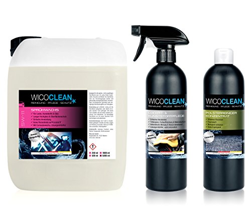 Preisvergleich Produktbild Wicoclean Autopflege Set Sprühwachs - Cockpitpflege - Polsterreiniger 6 Liter