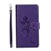 Produktbild Huawei Y6 II / Y6 2 / Honor 5A Hülle, Hozor Prägung Tanzen Mädchen Muster 2 in 1 Premium Leder Handyhülle Brieftasche Flip Case Schutzhülle mit Kartenfach und Standfunktion - Lila