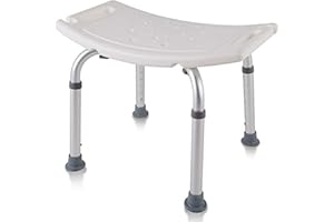 AUFUN Duschhocker Duschstuhl 38-53cm Höhenverstellbar Duschhocker Anti-Rutsch Badsitz Duschhilfe Duschsitz aus Alu und Kunststoff für Alter, Schwangere