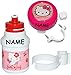 Produktbild Set: Fahrradtrinkflasche + Klingel + Fahrradhandschuhe - Hello Kitty - incl. Name - Fahrrad Trinkflasche - Mädchen Katze Flaschenhalter Kunststoffflasche - Kinderfahrrad Katze / mit Halterung - Halter für Kinder Fahrradflasche