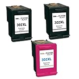 ▶ Contenidos del paquete: 3 paquetes de Remanufacturado Cartuchos de tinta para HP 302 XL (2 Negro + 1 Tricolor)