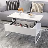 Joolihome Table Basse relevable avec Espace de Rangement caché pour la Maison et Le Bureau, en Bois et métal