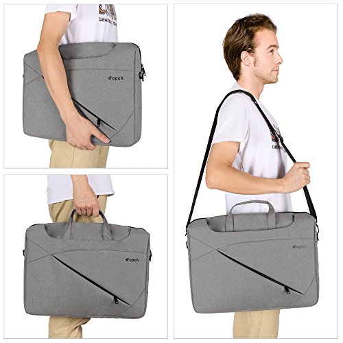 Ropch 15 15.6 Zoll Notebooktasche / Laptoptasche / Aktentaschen / Schultertasche Wasserfest Laptop Hülle Sleeve Case für 15.6″ Acer / Asus / Dell / HP / Lenovo – Grau - 7
