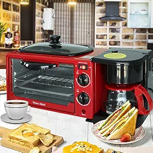 Oriley 9-Litres Family Electric Breakfast Maker 3-in-1 Portable Toaster Oven, Grill Pan & Coffee Maker Full Breakfast Ready at One Go (Random Colour)