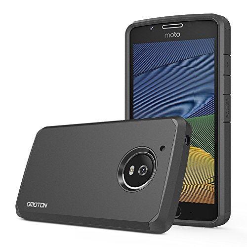 OMOTON Funda Moto G5  Doble Capa  Suave TPU Interior  Durable PC Exterior  Anti-ara  azos  Compacta Carcasa  Alta Defensa  Moto G5 Carcasa  Negro