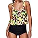 Produktbild Swallowuk Damen Mode Bikini Set Push Up Bademode Badeanzüge Zweiteilig Neckholder Tankini (L, Gelb)