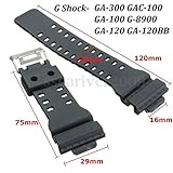 Kompatibles Casio Uhrenarmband passend für 10347688 CASIO G-Shock GA-100 G8900 und andere Uhren, Gummi-Harz, Bandgröße 16 mm, 29 mm