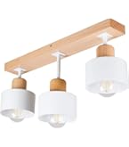 Plafoniera Regolabile Con Paralume In Tessuto - 3 Luci, Gamba In Legno, Per Soggiorno O Ufficio - Foto 2