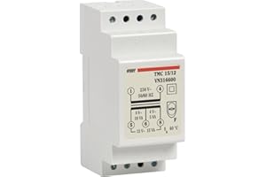 VEMER VN316600 TMC 15/12 - Trasformatore 12V per Servizio Continuo, Installazione su Barra DIN, Potenza 15V, Bianco