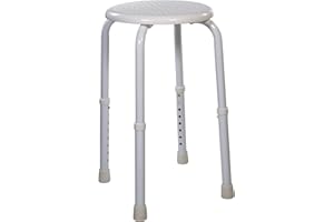 Aidapt White Multi Purpose Adjustable Stool Showering,Bath,Waterproof,Bar Stool,Non-Slip Feet,Sturdy,Camping,Kitchen,Children Chair,Elderly,Disabled,Aluminium Lightweight,No Tools Required