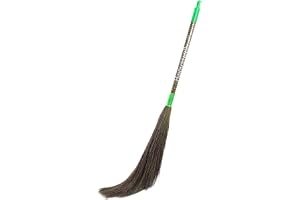 Zureni BR-02 Cone Broom Phool Jhadu Natural Shillong Grass with 20.5 inchs Laminated Metal Handle Stick for Home, Pantry, Office, and Easy Floor Cleaning