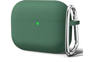 Oakxco für Airpods Pro 2 Hülle Karabiner, Wasserdicht und Stoßfest Silikon Protective Case, Airpods Pro Case Dünn Weiches, Elegant Kawaii Einfarbig Design für Damen Männer, Dunkel Grün
