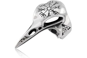 RDNKVB Viking Anneaux Viking nordique Corbeau Runes Compas Bague d'amulette pour homme femme garçon