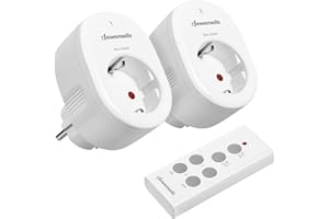 DEWENWILS Enchufes Inalámbricos con Control Remoto, Alcance de 30M Enchufes Inalámbricos, 2300W, Programable y Ampliable, 2 Enchufes con 1 Control Remoto, Blanco