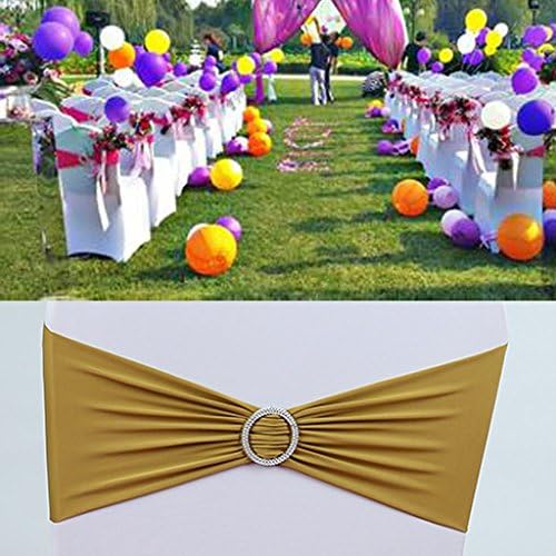 ZHJZ Bow tie Sash Band For Wedding Party Chair Back Decor (Golden)