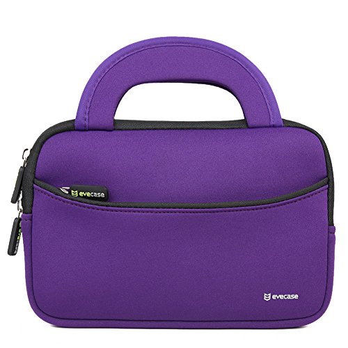 Tablet Schutzhülle | Evecase Universal 8 Zoll Neopren Tablet Case mit Vorderseitigem Zubehörfach für Tablets Lenovo Acer Asus iPad Samsung – Lila / Schwarz XS - 2