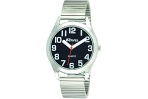 Ravel - Reloj Unisex Pulsera de Acero Inoxidable con Grandes números y Agujas
