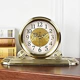 CWLLWC tischuhr standuhr， Metall stumm Uhr Runde kreativ Metall Verzierungen 35 * 21cm