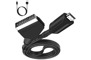 PKOUVOO Scart vers Hdmi Convertisseur Péritel vers HDMI avec câble HDMI,Supporte la Commutation 4:3 et 16:9 pour Full HD TV 720P/1080P pour Les Lecteurs DVD, VHS, VCR