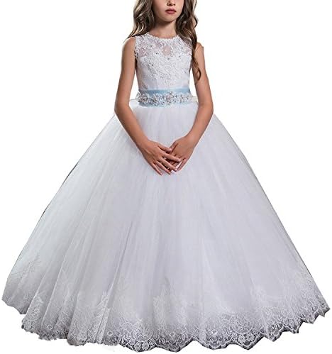 Pnehewery Lace A-line Flower Girl Long Gown Holy First Communion Dress PH011
