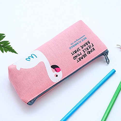 lumanuby Neceser Student l  piz de maquillaje Soft bolso l  piz Moneda Bolsa del saco de cultch con cremallera color verde y marr  n mezclar  flamingo Pattern  color verde