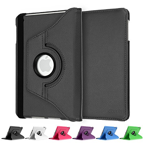 doupi 360° Deluxe Schutzhülle für iPad mini 1 2 3 Smart Case Sleep / Wake Funktion 360 Grad drehbar Etui Kunstleder Schutz Hülle Ständer Displayschutz Cover Tasche, schwarz - 2