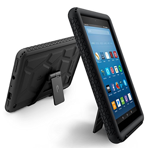 Poetic TurtleSkin Fire 7 (2017) Heavy Duty Schütz Silikon Hülle mit Klangverstärkend Feature für Amazon Fire 7 (2017) Schwarz [Mit Tragbarem Tablettenständer] - 4