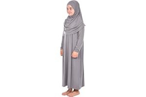 Prien Kids Prayer Dress Muslim Clothes for Girls Long Sleeve Abaya with Hijab Two Piece Maxi Islamic Set Scarf Kaftan Jilbab