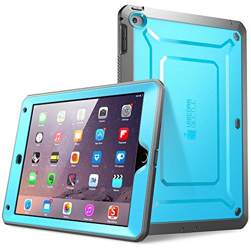 iPad Air 2 Hülle, SUPCASE® [Heavy Duty] Apple iPad Air 2 Schutzhülle [2. Generation] Modell 2014 [Unicorn Beetle PRO Series] Full-body Rugged Hybrid Protective Case Cover mit integriertem Bildschirmschütz, Blau/Schwarz - Dual Layer Design + Anti-Schock Schutzleisten (Blau/Schwarz)