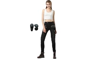 oFzimTo Pantalon De Moto en Denim pour Femme, avec équipement De Protection, Jean Droit Anti-Chute, Pantalon De Moto De Course De Moto