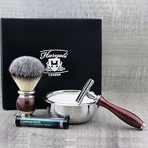 Haryali London Shaving Kit – 5 Pc Shaving Kit – Double Edge Safety Razor - Synthetic Hair Shaving Brush – Shaving Soap… - Image 3