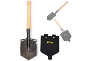 Xforst FS1 Pala da Campo con Manico in Legno e Custodia – Pala Robusta con Lama in Acciaio Affilata e Manico Ergonomico in Legno, Ideale per Outdoor, Campeggio e Survival