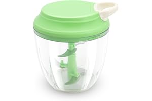 Seahelms Zwiebel Zerkleinerer, 900 ml Manuell Zwiebelschneider mit Seilzug Kleine 5 Klingen Zwiebelhacker, Multizerkleinerer Zwiebelhacker für Zwiebeln Gemüse Obst Knoblauch Babynahrung(Grün)