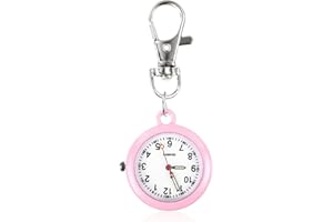 Xinjieda Fob Watch Nurses Watch Simple Metal Nurses Fob Watch Fashion Quartz Pocket Watch with Key Buckle Unisex Portable Nurse Fob Watch for Doctors Nurses Chefs Hiking Climbing (Pink)
