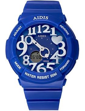 Childrens qsl uhr,Tiefe von 50m wasserdicht Chronograph stoppuhr Alarm Kalender Bewegung Dual-display Digitaluhren...