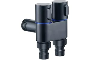BIAOTENG Grifo doble one in two out grifo exterior pared negro grifo jardin 1/2 doble grifo lavadora doble salida grifo doble jardin laton,negro A