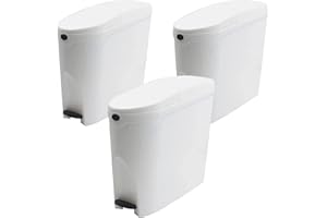Pro-Kleen Sanitary Bin 20L Slimline Washrooms Toilets Hygienic Disposal Pedal Container Bins for Female Ladies And Baby Hygiene Products - 3 x 20 litres Bins (White)
