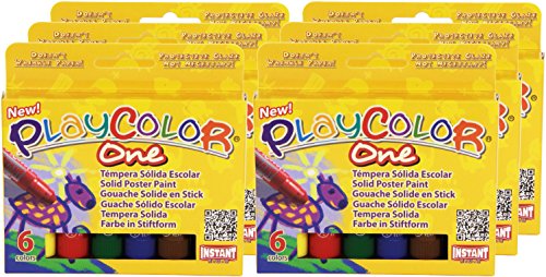 Playcolor 421975 - Pack de 6 temperas solidas 10 gr, multicolor