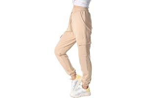 TOMEEK Pantalones Cargo Mujer Pantalones de Chándal de Mujer Pantalón Deporte Mujer de Algodón con 4 Bolsillos y Cordón para Yoga Fitness