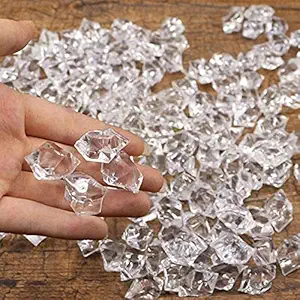 Promote Trader Pack of 100 Gram Acrylic Diamonds Faux Crystals for Home Decor Succulent Plant Stones Decorative Stones for Aquarium Fish Tank Landscaping Vase Fillers(Clear Transparent)