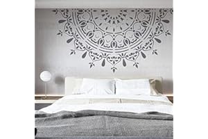 壁涂鸥 BACKGROUNDTURNOVER 210cm Huge Giant Mandala Ceiling Indian Arabic Ethnic Round Stencil Stencil Mandala Per Pareti Grande Modello Di Mobili Vernice Grande Piastrella Nicchia Modelli Da Parete Modelli Per
