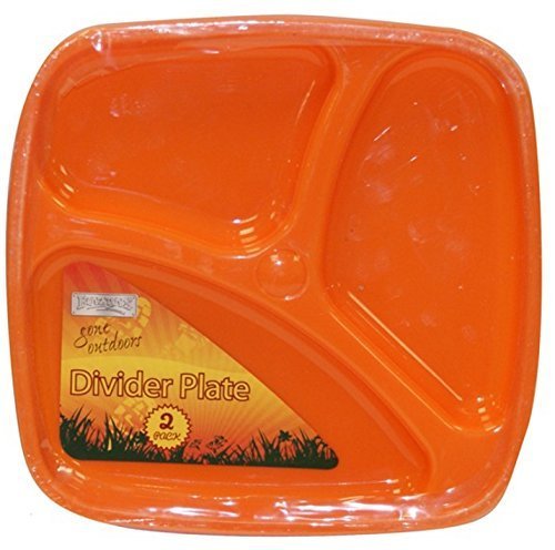 2 x Orange Gone Outdoors Picnic Forest Camping Plastic Divider Dinner Plates
