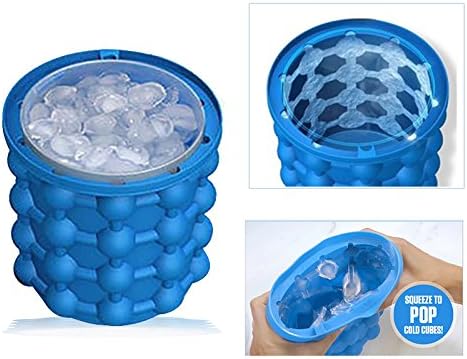 Blue Space Saving Ice Cube Maker Cylinder Bottles With Lid For Bottled Beer Deverages Water Cooling Drinking