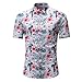 Produktbild LUCKYCAT Herren Hemden Männer Lässig Hemd Hawaii-Print mit Blumen Slim Fit Kurzarm T-Shirt Herrenhemden Super Komfort Kurzarmhemd Sommerhemd Shortsleeve Sommer Oberteile (Medium, Grau)