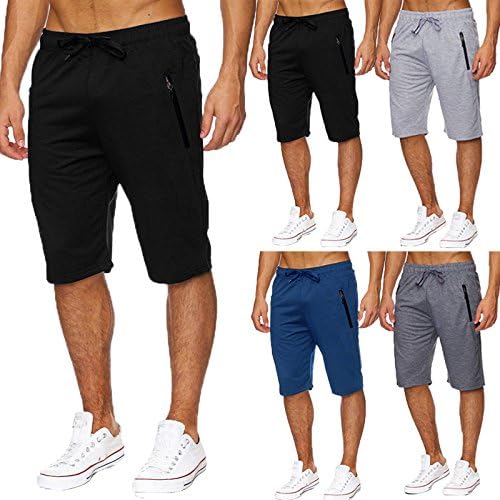 INCERUN Men Loose Casual Gym Sport Shorts Drawstring Zipper Pocktes SweatShorts