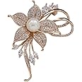 Floral Brooch Created Crysta Rhinestone Flower Brooch for Women Pearl Brooches Corsage Austrian Crystal Brooch Badge Pin Wedding Party Suitable for Dress Shirt Suit Sweater Coat Jewellery Gift