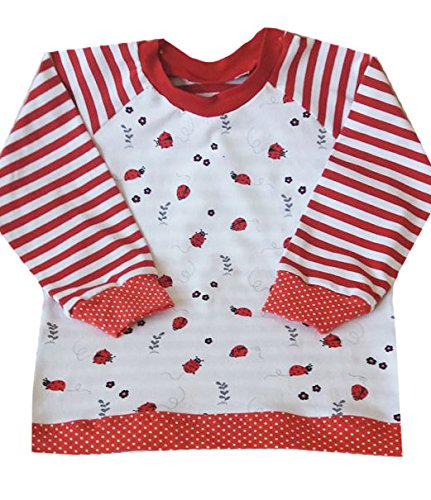 Qualitativ hochwertiger, gemusterter Bio Jersey Stoff mit weißen Punkten auf Rot Meterware mit Öko-Tex Zertifizierung zum kreativen Nähen von Kinder- und Erwachsen Kleidung, 50 cm - 3